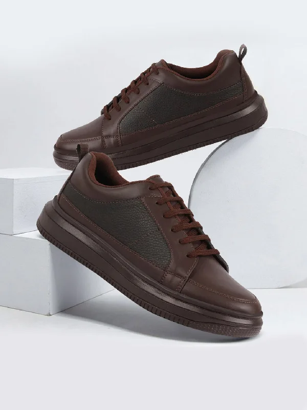 Soft men underwear-Men Brown Classic Chunky Lace Up Sneaker Ankle Shoes|Walking|Low Top|Casual Shoe