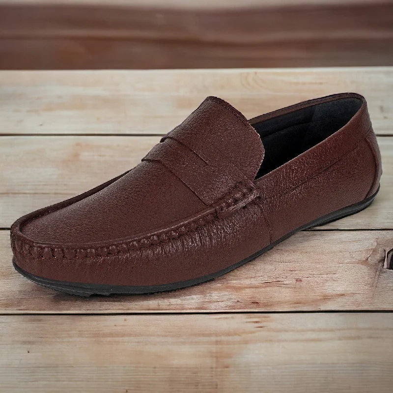 Men fitted boxer briefs-Brown Leather Loafers for Men