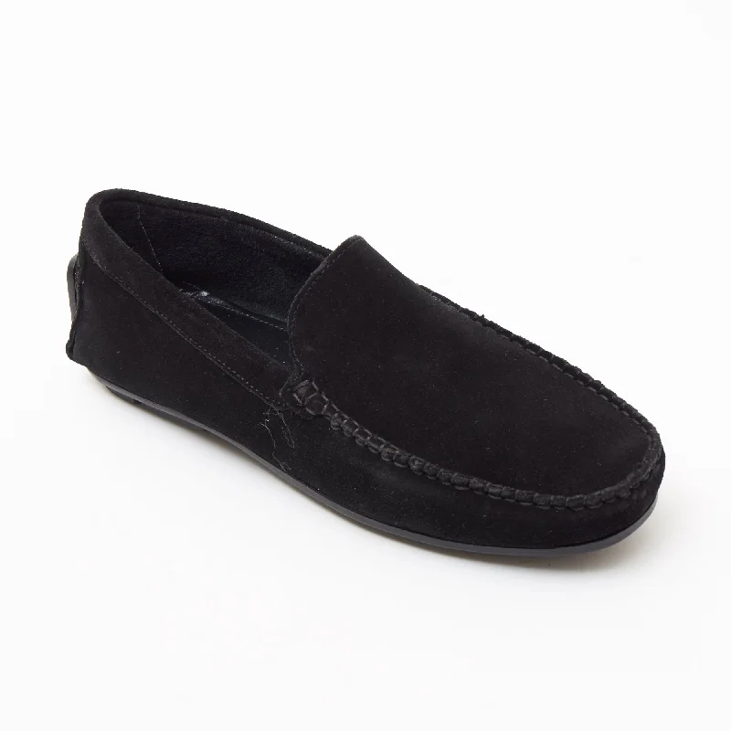 Men stretch briefs-Mens Suede Casual Slip On Shoes - 4611-P_Black