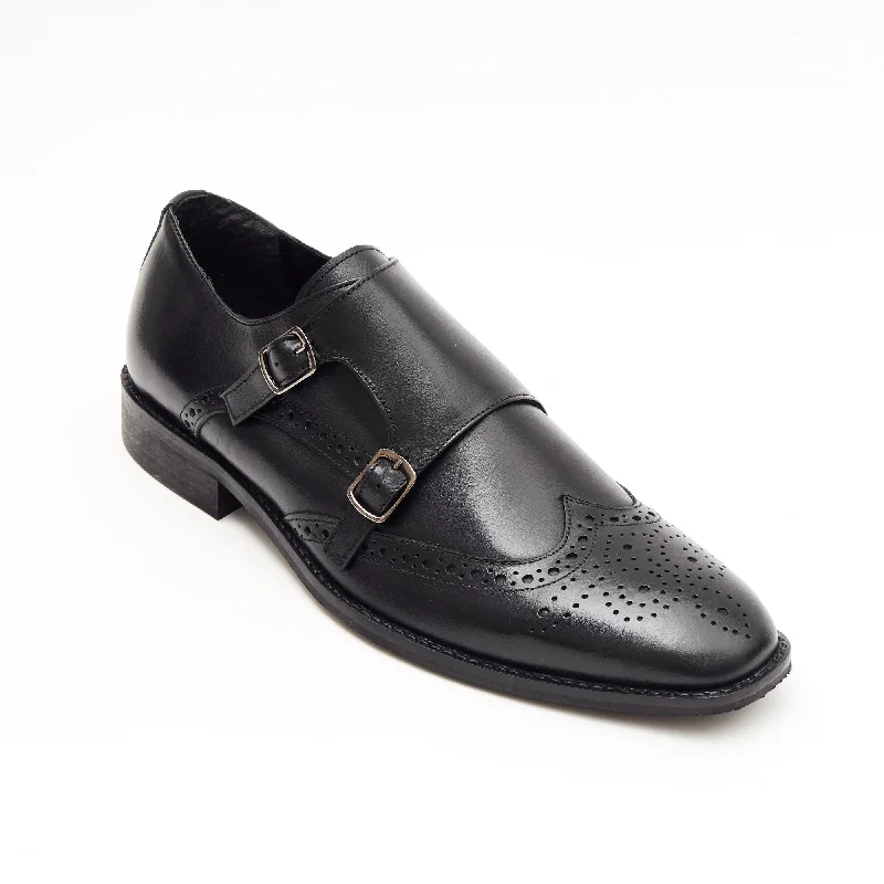 Comfortable everyday trunks for men-Mens Leather Double Monk Shoes 27701_Black