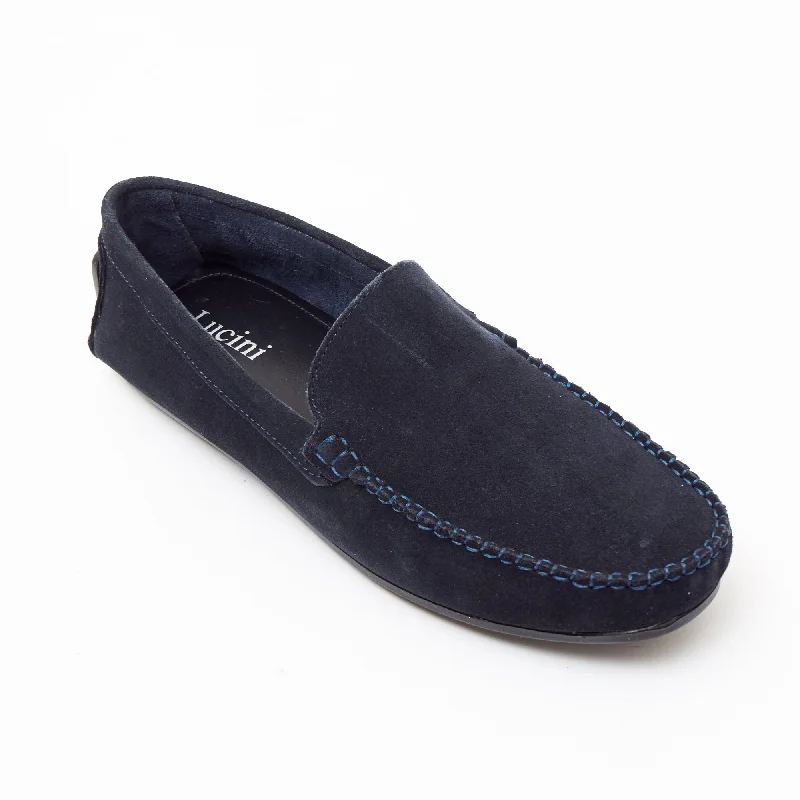 Men compression boxer shorts-Mens Suede Casual Slip On Shoes - 4611-P_Navyblue