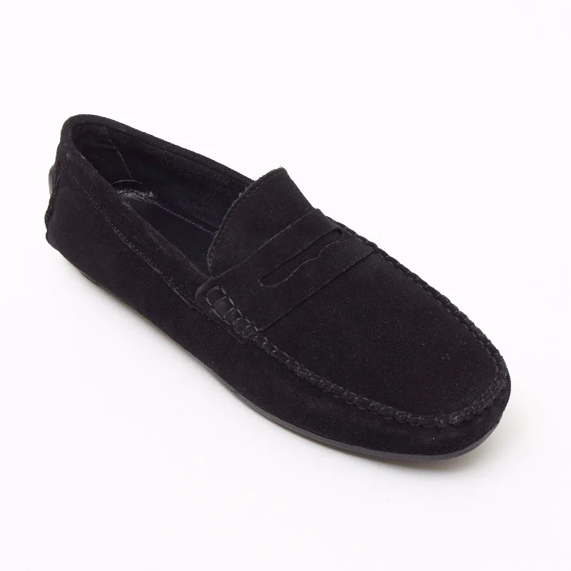 Men comfortable low-rise trunks-Mens Suede Casual Slip On Shoes - 4611-S_Black