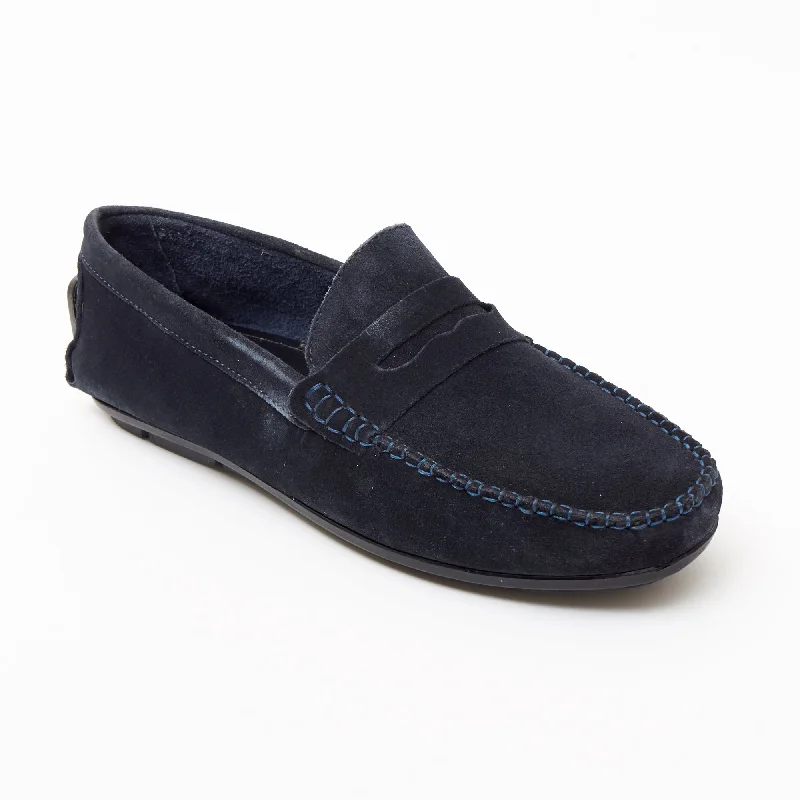 Men performance boxer briefs-Mens Suede Casual Slip On Shoes - 4611-S_Navyblue