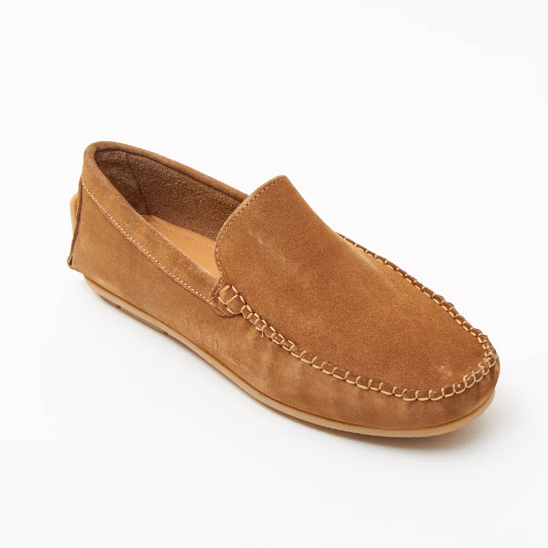 Premium men boxer shorts-Mens Suede Casual Slip On Shoes - 4611-P_Tan