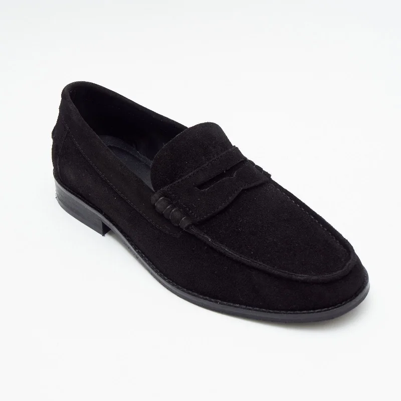 Breathable men cotton boxer briefs-Mens Suede Casual Slip On Shoes - 17925_Black Suede