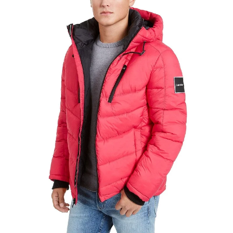 Calvin Klein Men's Neon Puffer With Hood Brght Pink Size Medium