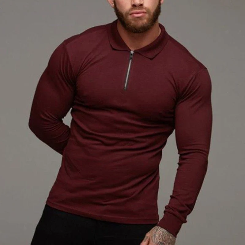 Men's Long Sleeve Slim Fit Polo Shirt