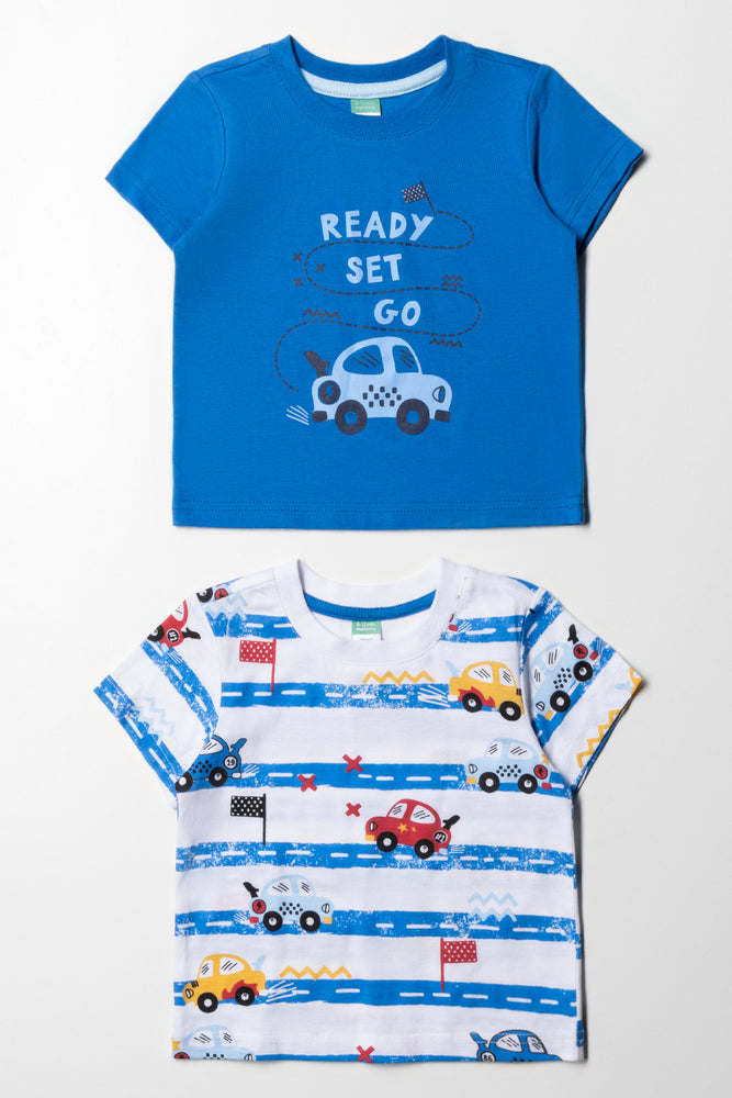 2 Pack Transport T-Shirts Blue And White