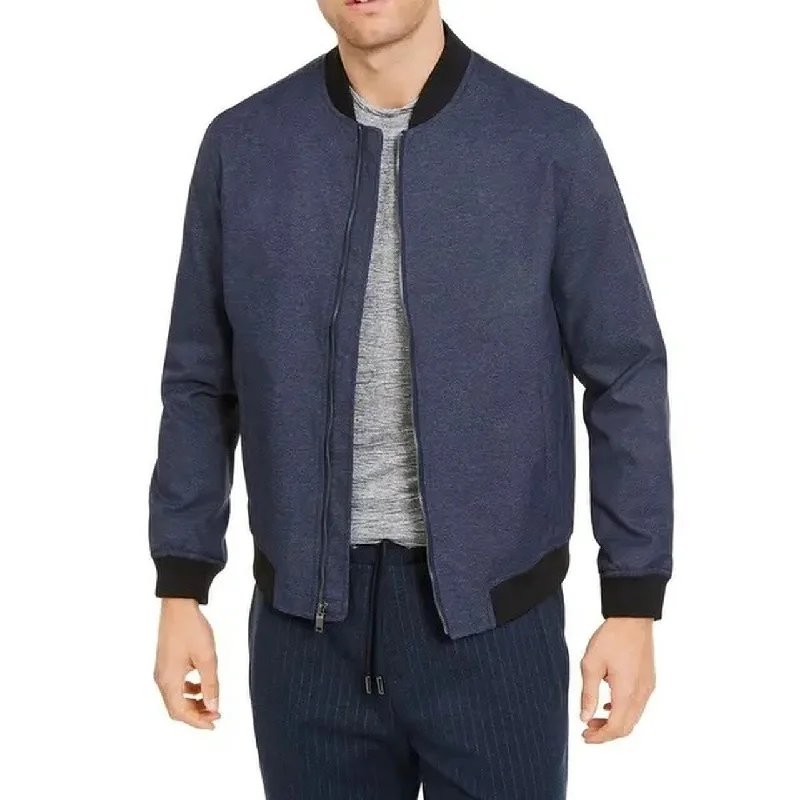 Alfani Men's Full-Zip Bomber Jacket Dark Blue Size Large