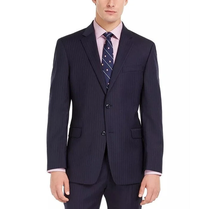 Tommy Hilfiger Men's Modern-Fit Thflex Stretch Navy Pinstripe Suit Jacket Blue Size 42 T/L39.5 - 42 T/L39.5