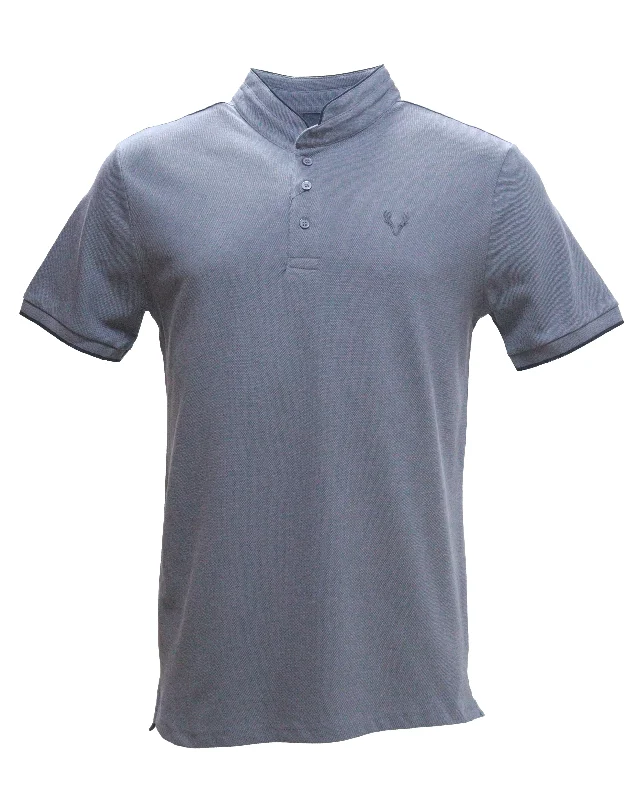 Salte Grey Standup Color Polo Shirt With Chest Logo