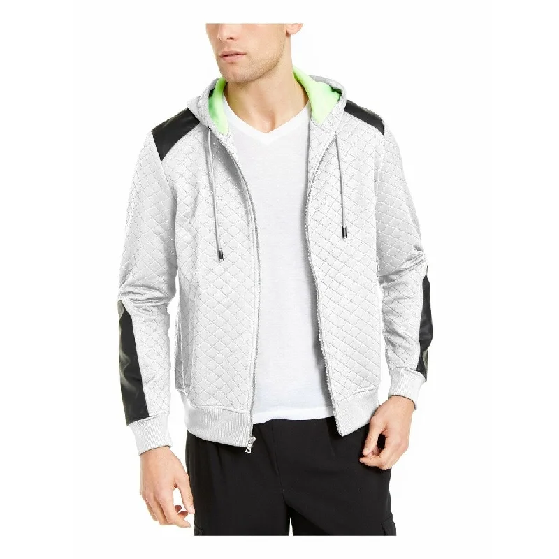 INC International Concepts Men's Quilted Hooded Jacket White Size Large