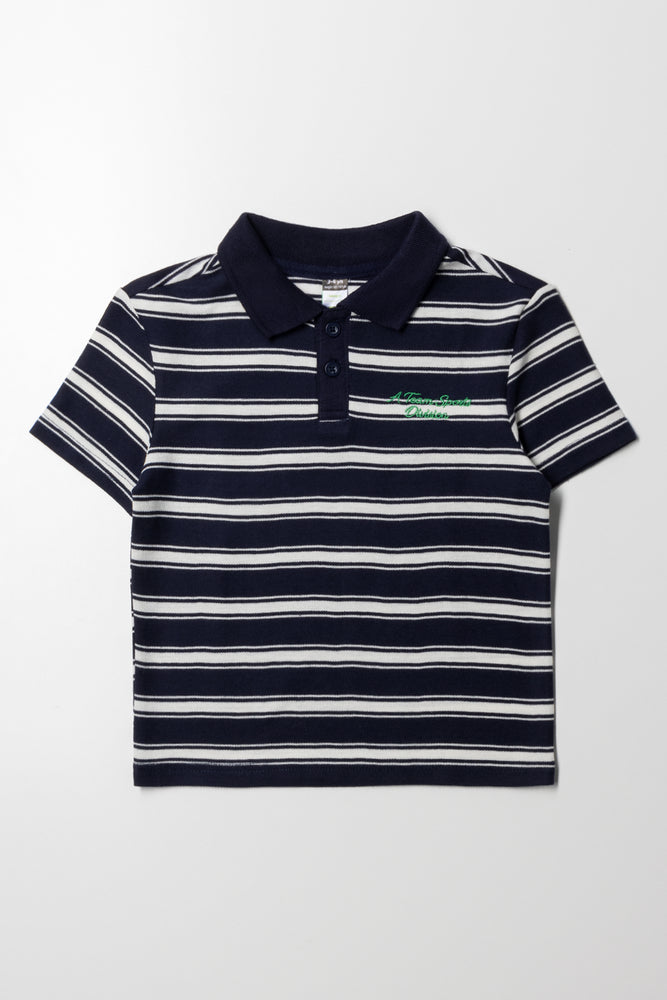 Stripe Sporty Golfer Navy And White