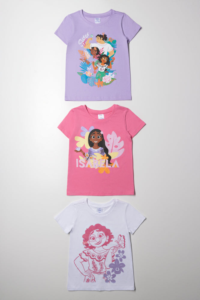 Encanto 3 Pack T-Shirts White, Lilac And Pink