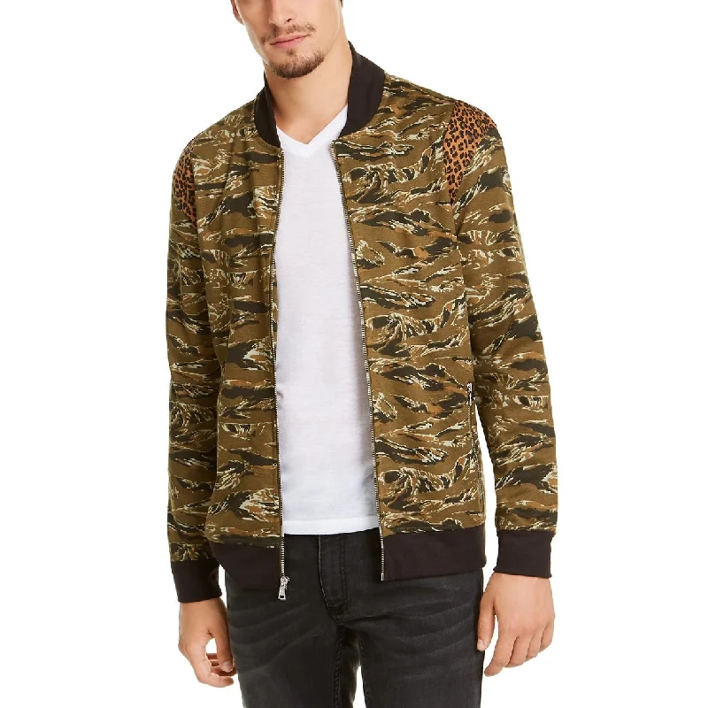 INC International Concepts Men's Vices Abstract Camouflage Print Bomber Jacket Green Size Medium