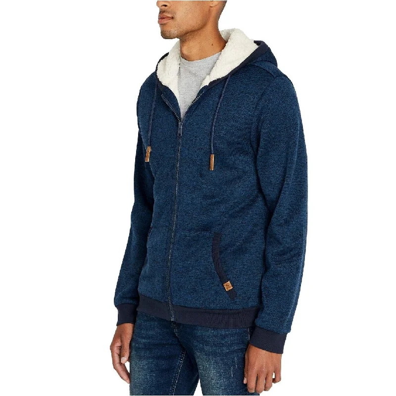 Buffalo David Bitton Men's Full-Zip Sherpa-Lined Hoodie Navy Size L