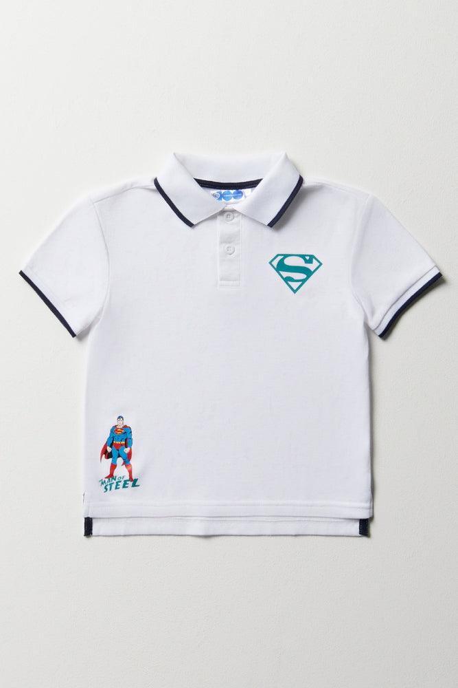 Superman Short Sleeve Golfer White