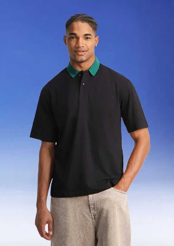 Black Plain Oversized Exclusive Polo T-shirt