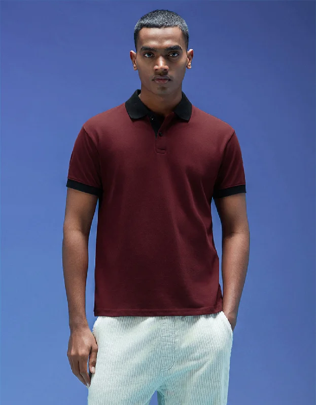 Maroon Cotton Polo T-shirt