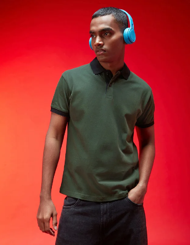 Olive Cotton Polo T-shirt