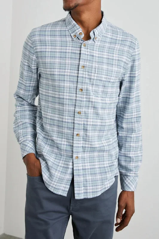 Reid Shirt In Sage Glass White