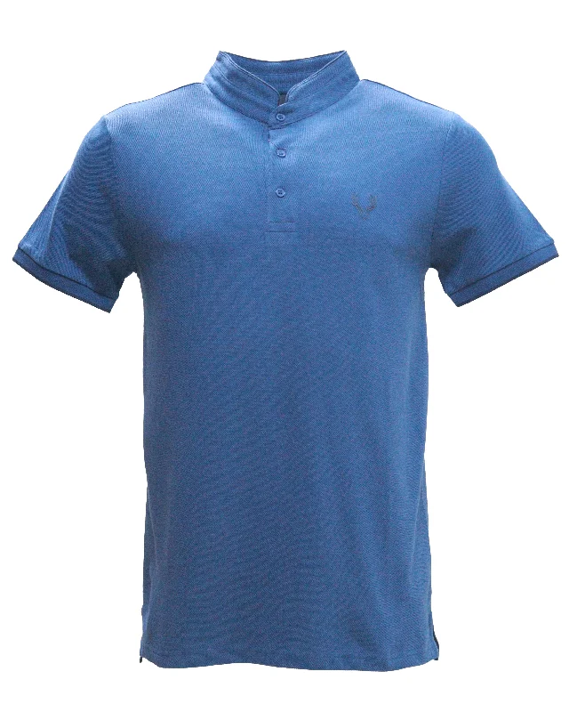 Navy Standup Color Polo Shirt With Chest