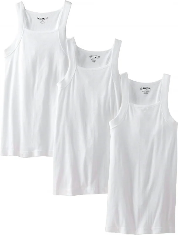 Men's 3-Pack Essentials Square Neck Tank Top In White