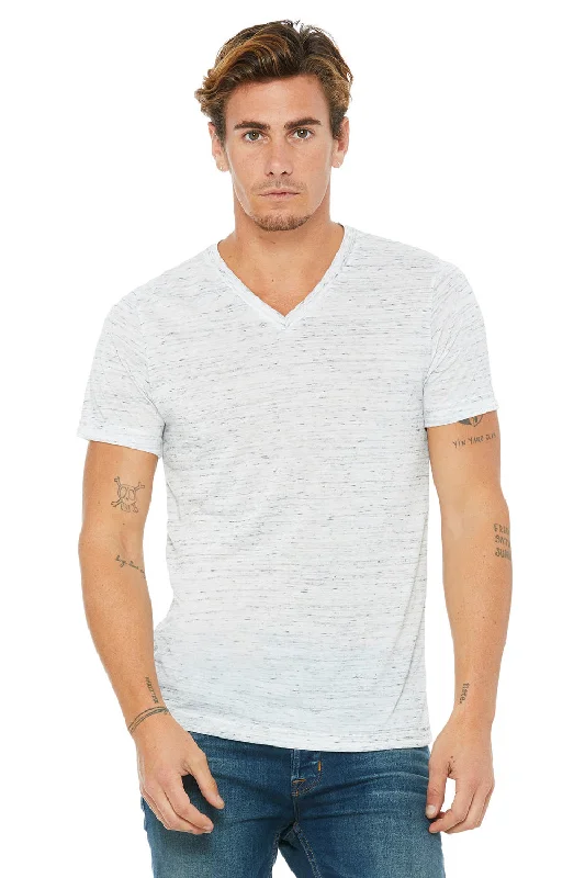 Bella + Canvas Mens Jersey Short Sleeve V-Neck T-Shirt - White Marble