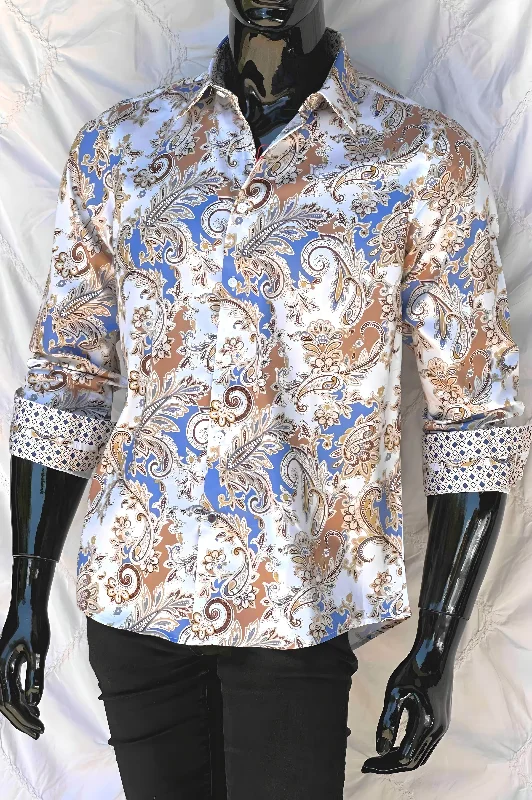 JOHN LENNON Mens Bromley Paisley Long Sleeve Shirt - White