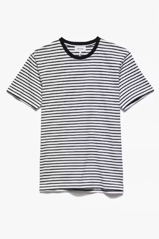 Frame Stripe Tee In Off White/noir