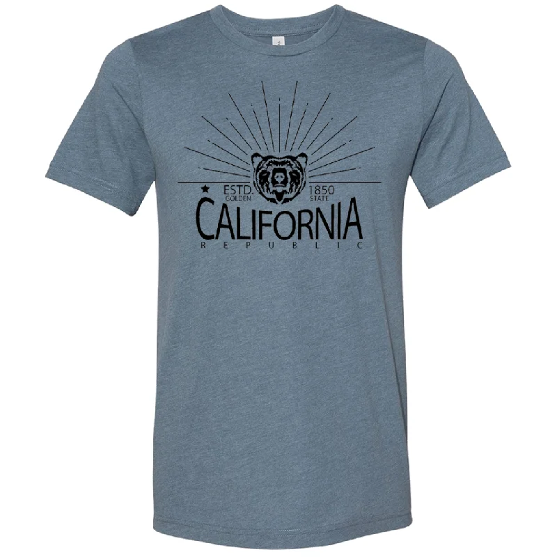 California Golden State Black Print Asst Colors Sueded Tee