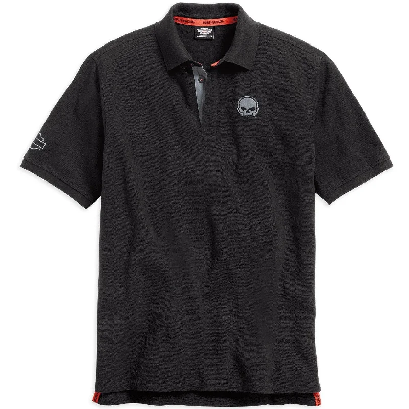 Harley-Davidson™ Men's Polo Shirt, Burning Willie G Skull, Black 99030-15VM