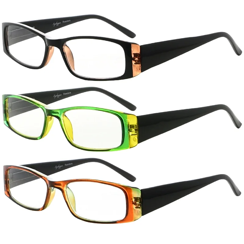 3 Pack Stylish Rectangle Reading Glasses 3PKR006