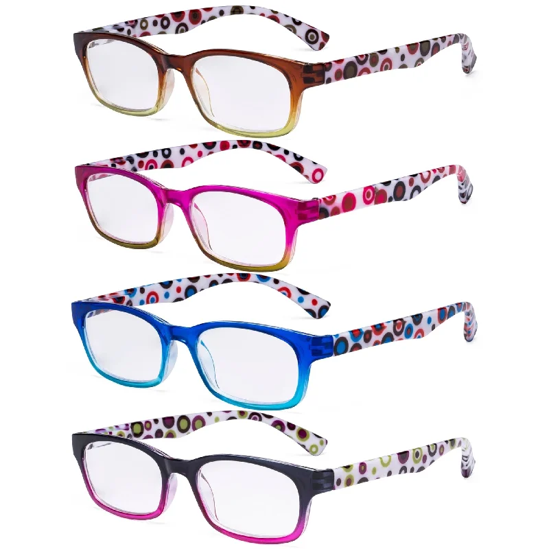 4 Pack Fashion Polka Dots Patterned Reading Glasses R029P