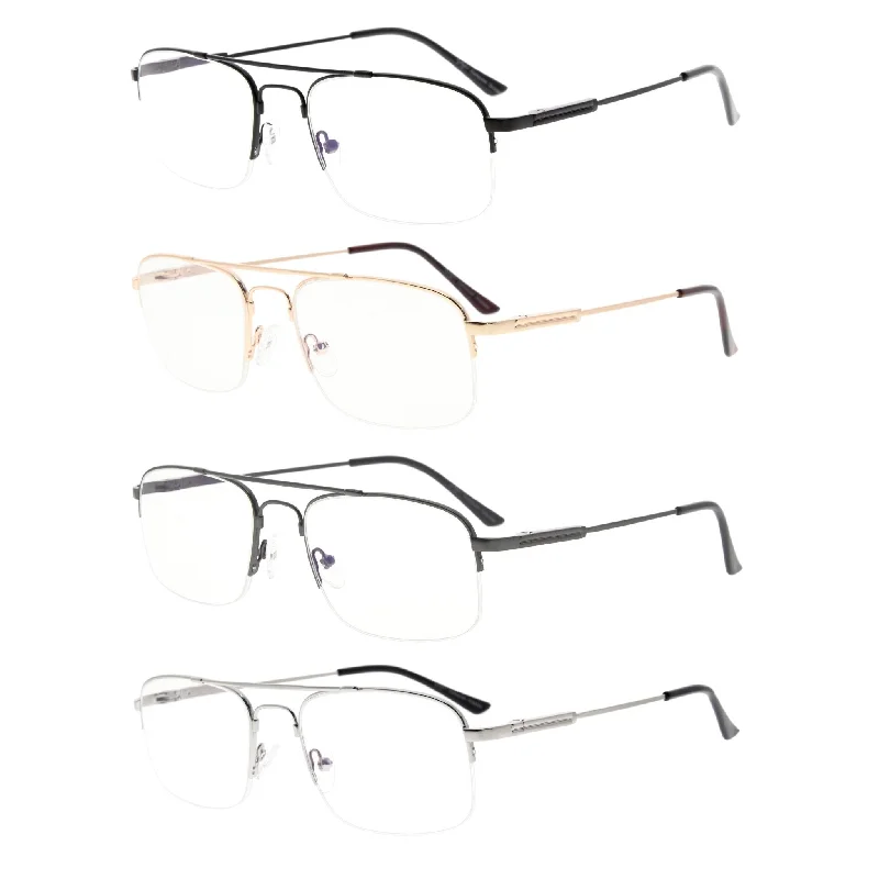 4 Pack Half Rim Blue Light Blocking Reading Glasses CG1706