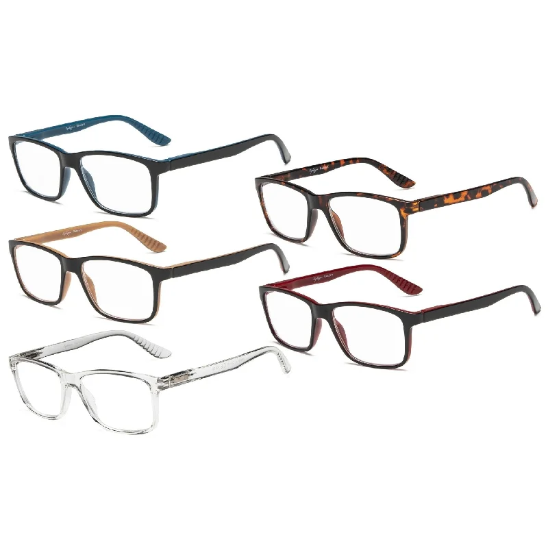 5 Pack Classic Rectangular Reading Glasses R163