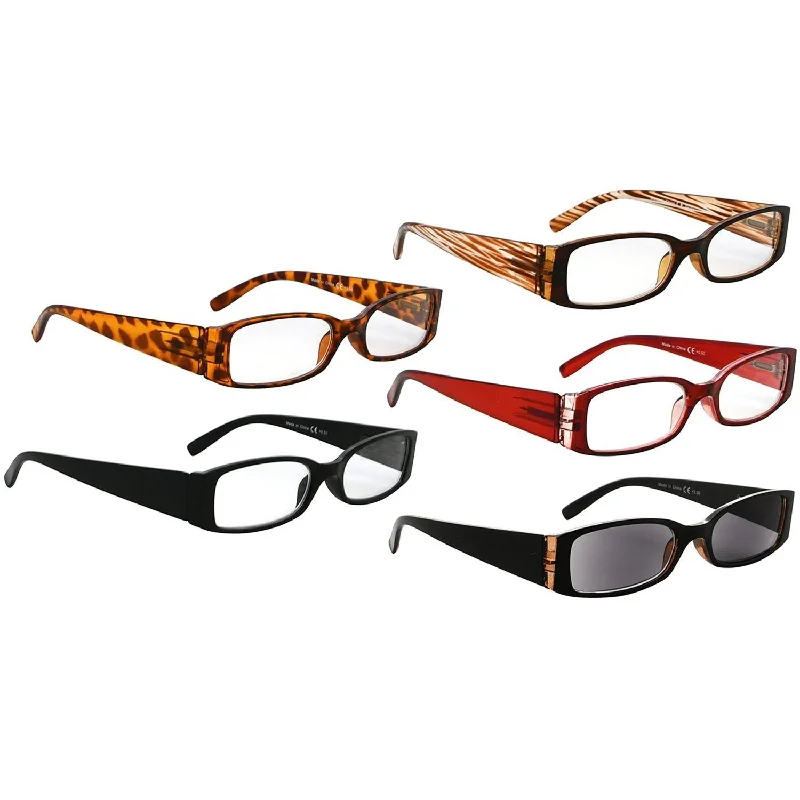 5 Pack Rectangle Reading Glasses Chic Readers 3-R040