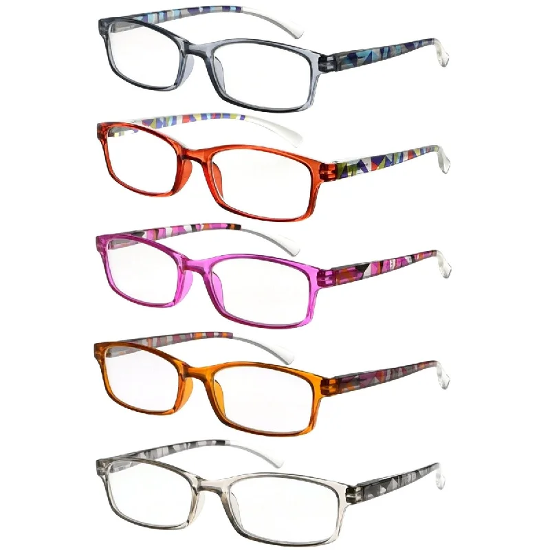 5 Pack Stylish Pattern Design Reading Glasses Comfortable Readers R177N