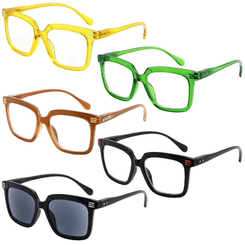 5 Pack Stylish Reading Glasses Fashionable Readers R2108