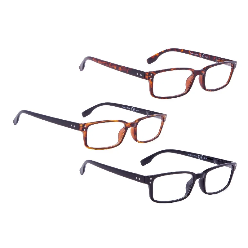 READING GLASSES 3 Pack Stylish Rectangle Readers 3-R097