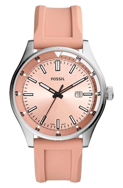 Fossil Men's Belmar Silver Silicone Japanese Quartz Fashion Watch FS5538