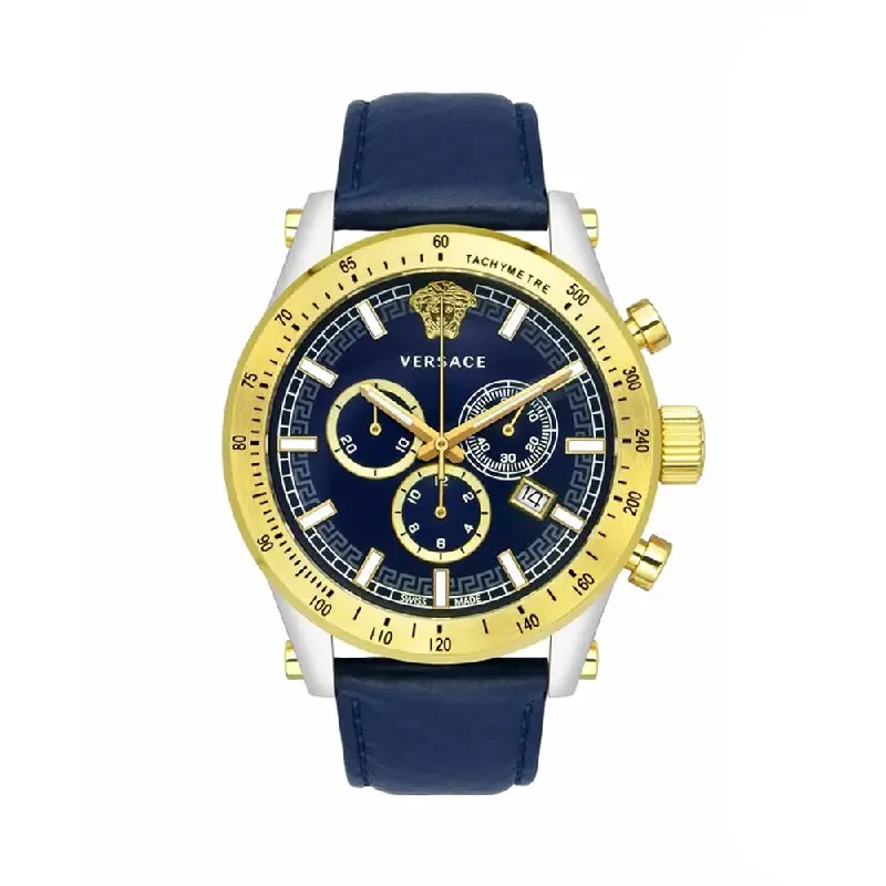 Versace Mens Blue Dial Chrono Sporty Analogue Watch - VEV800219