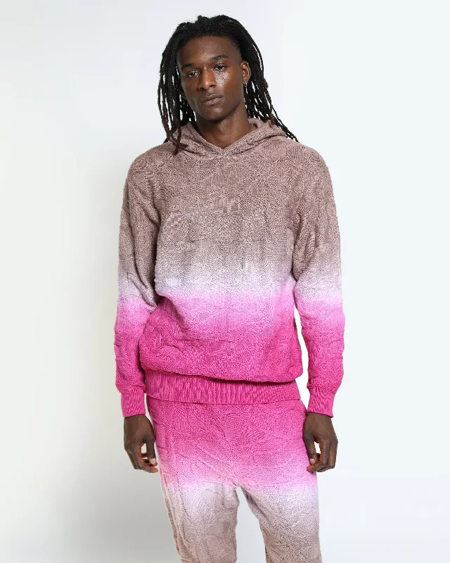 Crossover Netting Sweater Dip Dye Hoodie