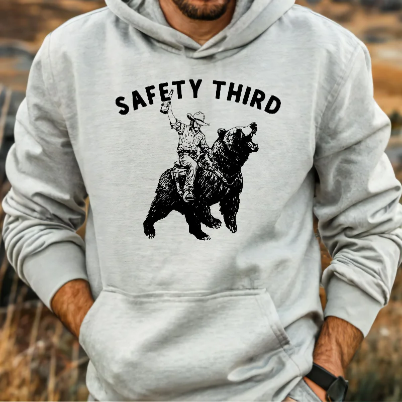 Hilarious Safety Third Bear Gildan Crewneck or Hoodie Sweatshirt *UNISEX FIT*