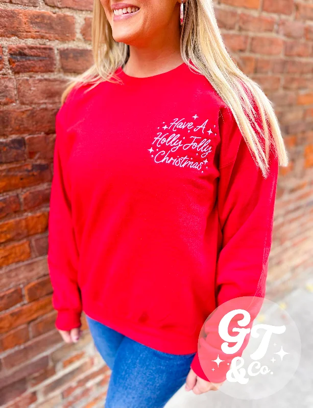 Holly Jolly Embroidered Crewneck *MADE TO ORDER*