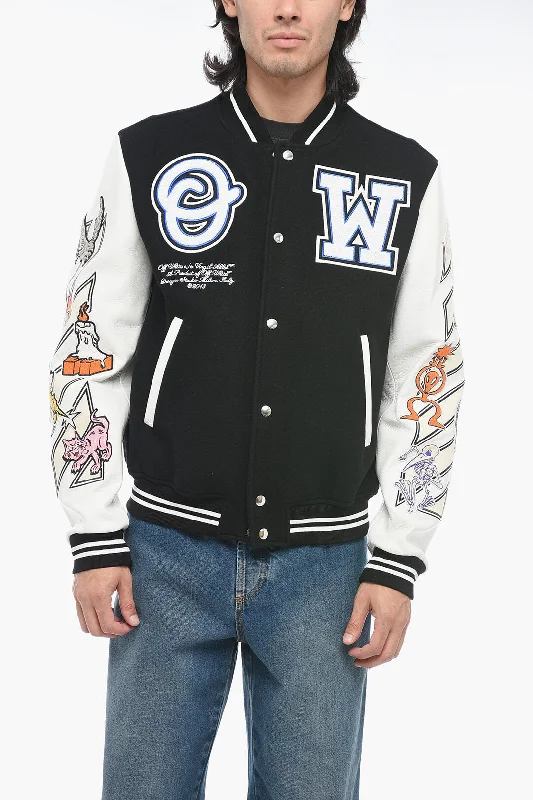 Off-White CHICAGO BULLS Varsity Bomber with Patchwork