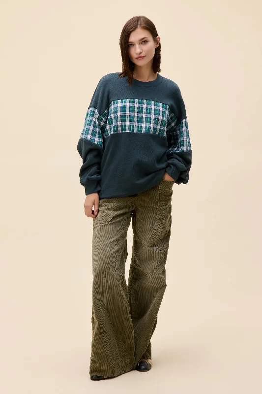 Plaid Colorblock Sweatshirt