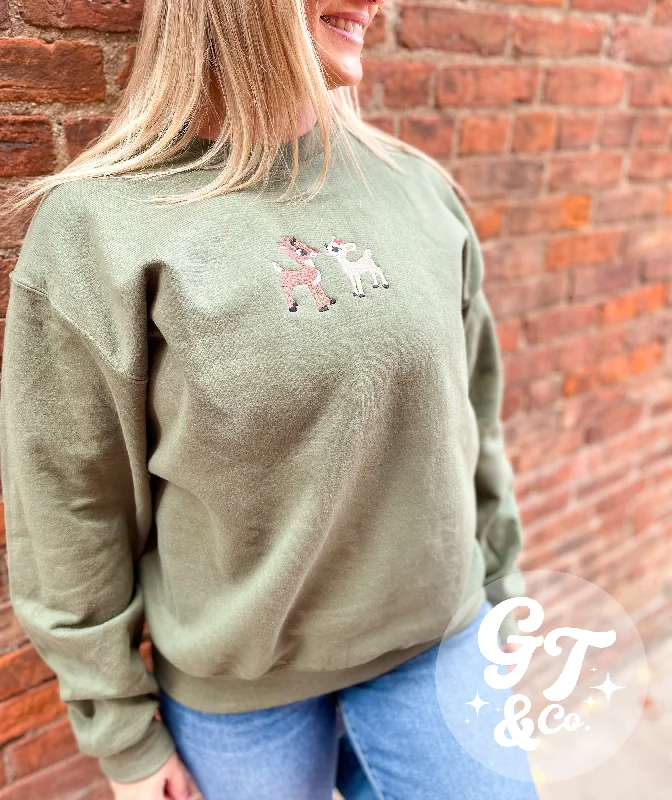 Reindeer Friends Embroidered Crewneck *MADE TO ORDER*