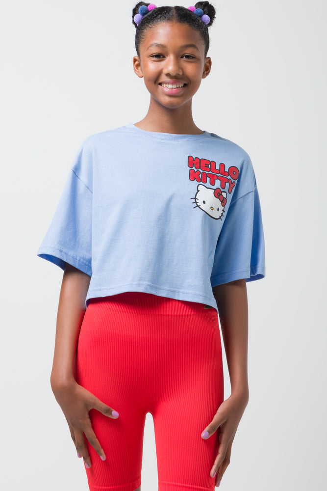 Crop Boxy T-Shirt Hello Kitty Blue