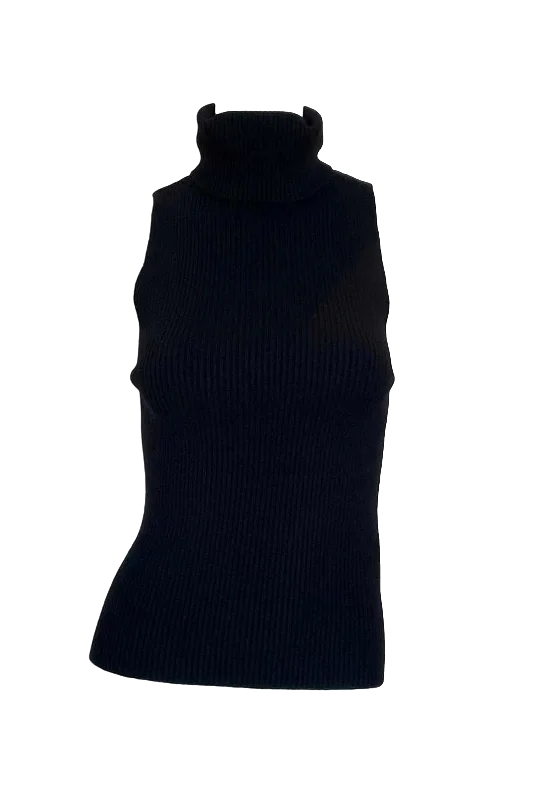 Rib Sleevless Turtleneck Sweater